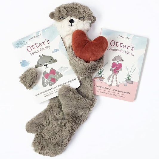 Slumberkins Otter Snuggler & 2 Board Books Complete Set Bundle | Promotes Family Bonding, Building Connections & Acceptance | Social Emotional Learning (Otter Snuggler Plush + 2 Board Books)