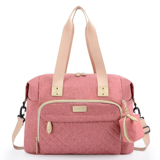 Tuwubi Diaper Bag Tote,Baby Diaper Bag with Pacifier Case Large Travel Diaper Tote Caddy for Mom and Dad Multifunction Large Baby Bag - Pink