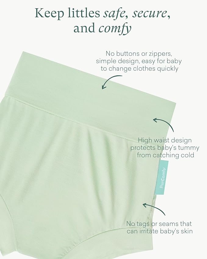 Baby Bloomers Bummies, Soft Bamboo Viscose High Waist Belly Shorts & Diaper Cover for Infant Toddler Girls Boys, 2-Pack