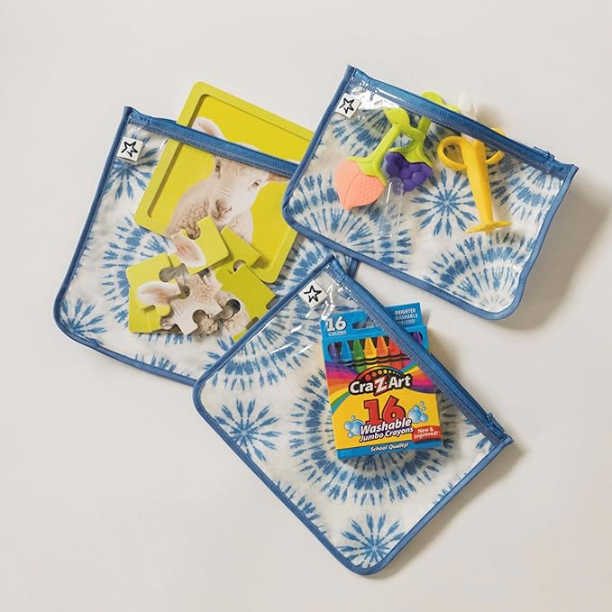 Tiny Twinkle Mess-Proof Travel Bags | TSA Airline Compliant, Zipper Closure, Clear Front Pouch, Diaper Bag Packing, Toiletry or Makeup Cosmetics Organizer