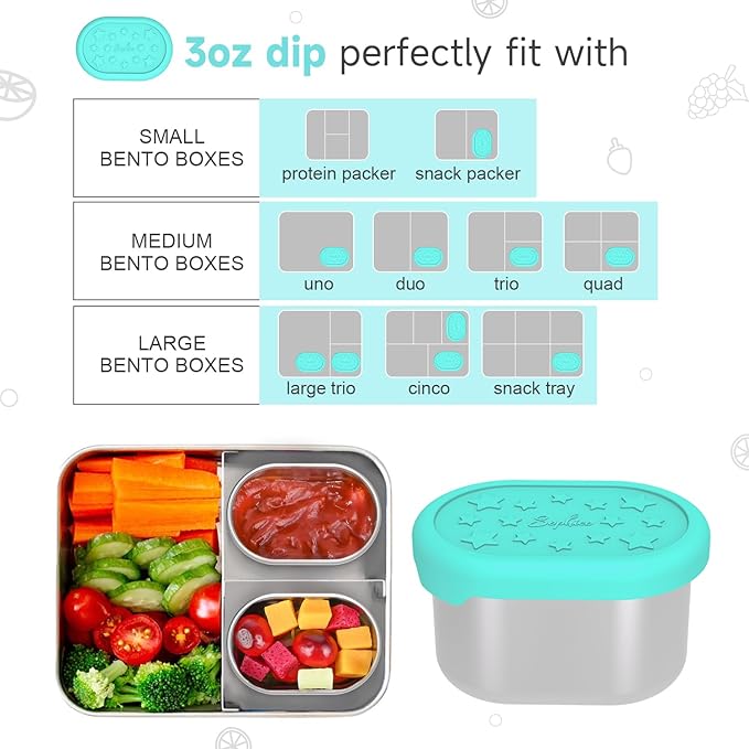 SOPHICO Stainless Steel Snack Containers for Kids, 3 oz Small Food Storage Container with Silicone Lid - Perfect 304 Metal Toddler Lunch Box for Daycare and School, Leak Proof (3oz, 6 PACK)