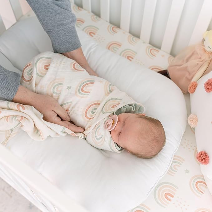 Crane Baby 100% Cotton Muslin Swaddle Blankets, Butterfly/Rainbow, Baby Swaddle Blanket, Set of 2, 47" x 47", Swaddles for Newborns, Baby Muslin Swaddle Blanket, Swaddle Blankets for Boys & Girls