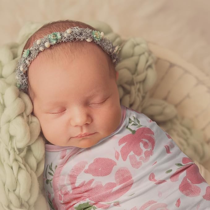 GLLQUEN BABY Girl Swaddles 0-3 Months - 3 Pack Baby Swaddles Sack for Newborn, Infant Sleep Sack, Easy Swaddling Wrap, A Pink Floral, Nursery Swaddle Blankets Essentials