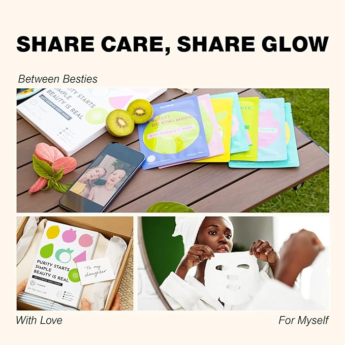 ZealSea Clean Beauty Face Masks Skincare, Minimalism 15 Ingredients Sheet Mask, Dopamine Color Design Facial Mask, Sleepover & Slumber Spa Party Supplies, Women Teen Girl Gifts Trendy Stuff, 21 Pack