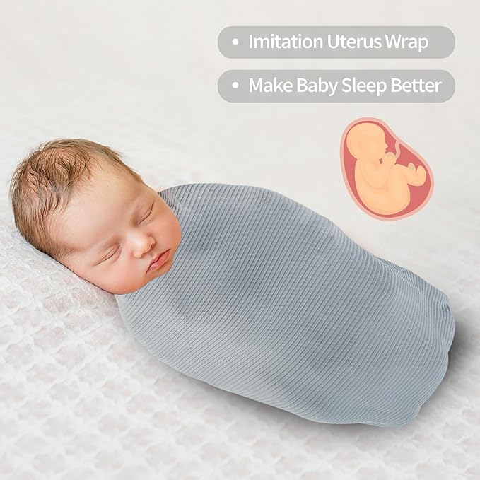 Viviland Jersey Swaddle Blanket, Ultra Soft Stretchy Receiving Blanket for Newborn, Baby Swaddle Wrap for Boys & Girls, 2 Packs,40 x 30 in, Grey & Pink