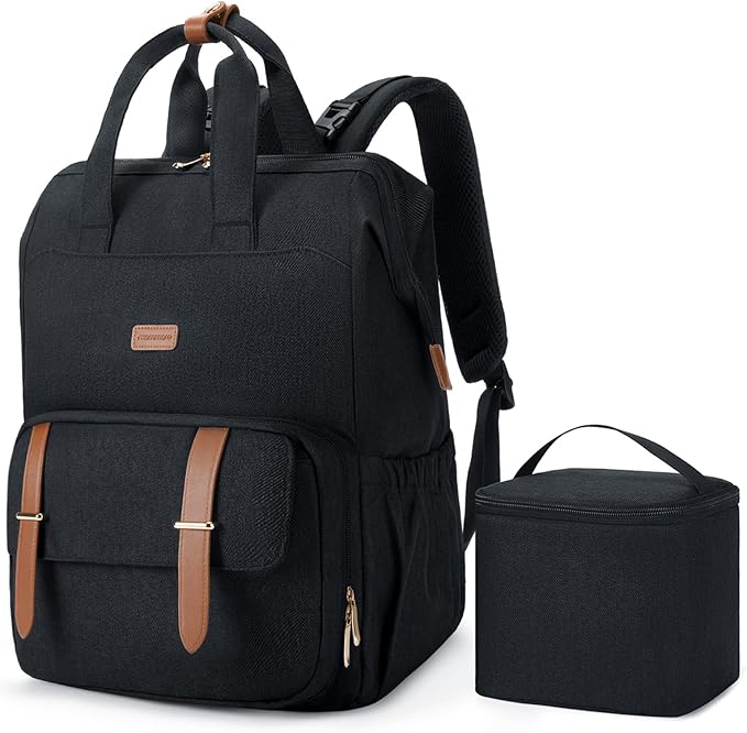mommore Breast Pump Bag Backpack for Spectra S1,S2 Medela with Cloor Storage Bag Large Diaper Bag Backpack for Working Moms with 15.6 inch Laptop Sleeve, Black