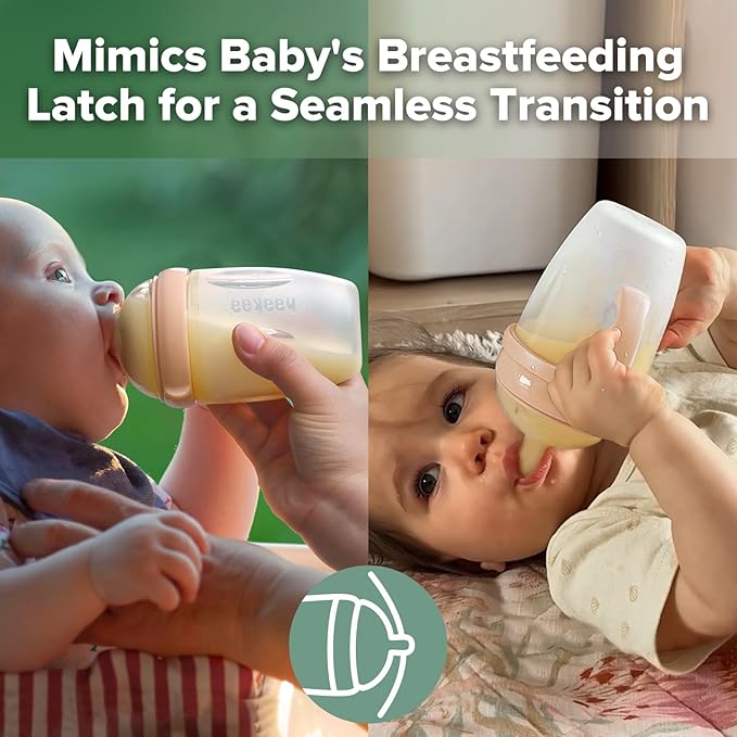 haakaa Gen. 3 Silicone Baby Bottle 250ml /8.4oz – Baby Bottles for Babies 6M+, BPA-Free Breastfeeding Baby Bottle with Natural Latch, Variable Flow Anti-Colic Silicone Baby Bottle– Peach