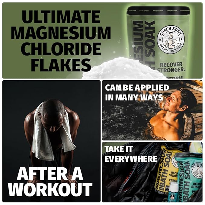 Coach Soak Epsom Salt Alternative Bath Soak & Cream with Magnesium Flakes - 1.61 lb (Pack of 2) - Cooling Peppermint - Foot Soak & Bath Salts for Relaxing Muscle Support & Skin Softening