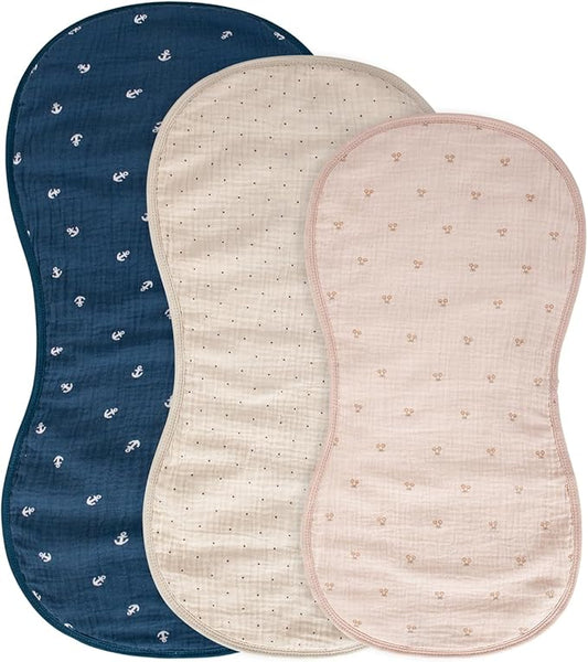 HOUSBAY Burp Cloths 100% Cotton Three Size Extra Soft Super Absorbent Baby Burping Cloth Newborn Bib Milk Spit Up Rags for Boys Girls