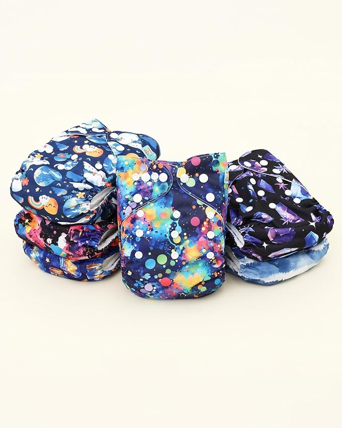 ALVABABY Baby Cloth Diapers 6 Pack with 12 Inserts Cloth Diaper Covers Adjustable Washable Reusable for Baby Girls and Boys 6DM116A