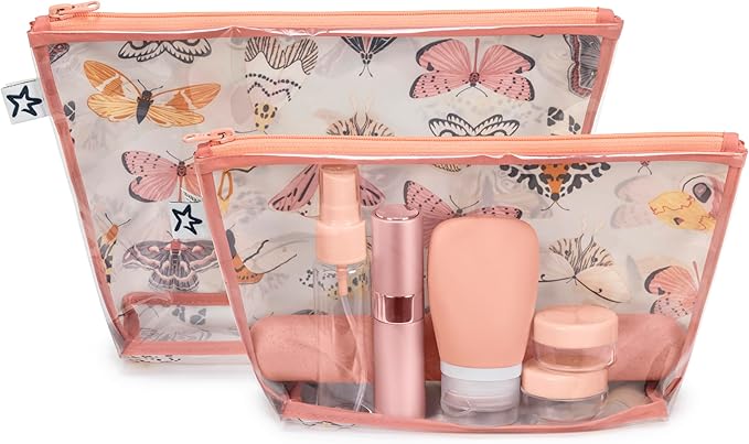 Tiny Twinkle Mess-Proof Travel Bags | TSA Airline Compliant, Zipper Closure, Clear Front Pouch, Diaper Bag Packing, Toiletry or Makeup Cosmetics Organizer