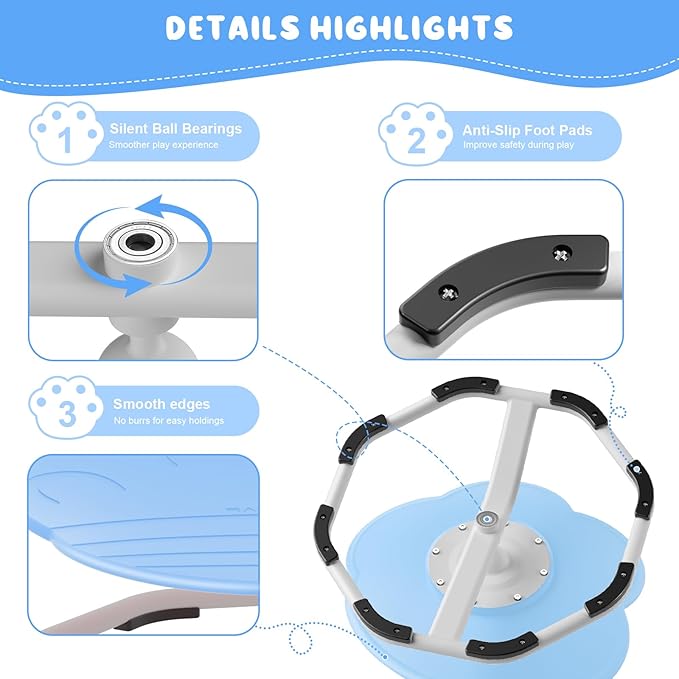 Sensory Swivel Chairs for Kids, Spinning Chair for Autistic Kids, Sit and Spin Sensory Toys, Training Body Coordination, Autism ADHD Chairs Indoor Outdoor Play Equipment (Blue)