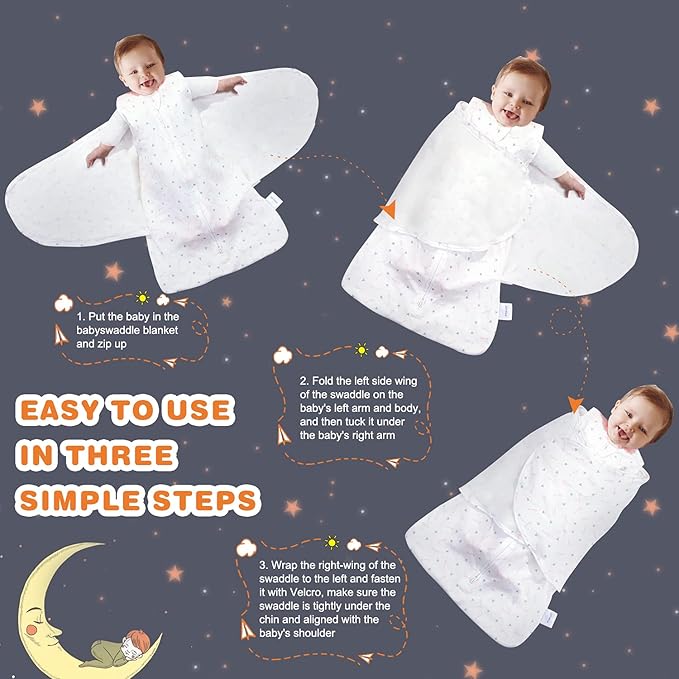 Swaddle-Blanket Baby Girl & Boy Swaddles Newborn Infant Transition 100% Cotton Wrap Blankets, 3-Way Adjustable Wearable Blanket, TOG 1.0 (Love, 3-6 Month)