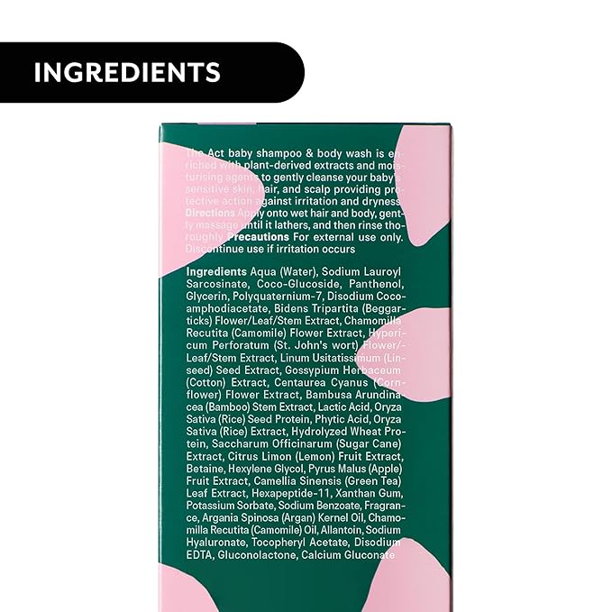 The Act Organic Baby Shampoo and Body Wash with Chamomile - Hypoallergenic, Natural Oils, Tear-Free, for Sensitive Skin and Fine Hair, for Kids 3+, Sulfate-, Paraben-, Phthalate-, Dye-Free,13.5 Fl Oz