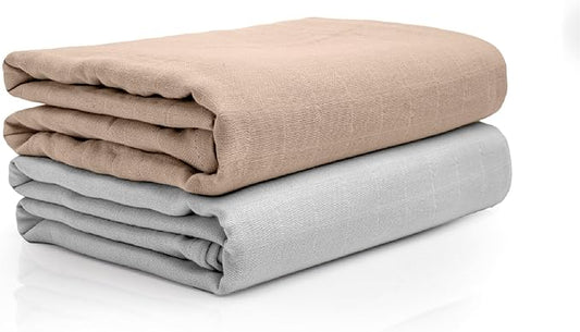 Salt Earth 100% Organic Cotton GOTS Certified 2-Layered Swaddle Baby Blanket, 2 Pack,47"x47" Receiving Blankets for Swaddling,Wrap for Boy & Girl, Newborn Baby Essentials, Registry (2 Solid Colour)