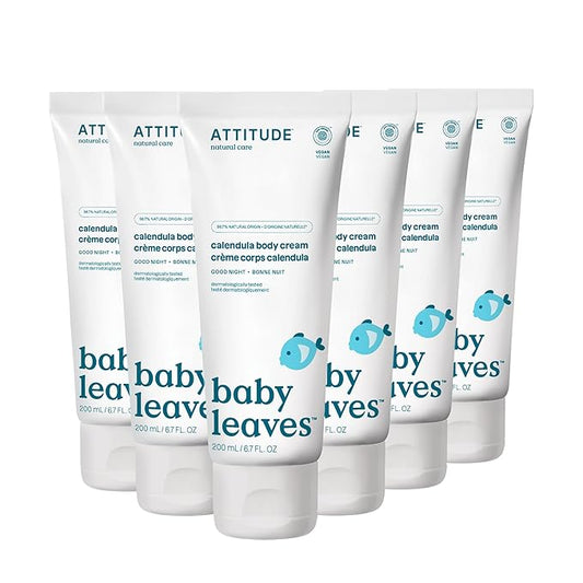 ATTITUDE Body Cream for Baby, EWG Verified, Made with Naturally Derived Ingredients, Vegan, Good Night, 6.7 Fl Oz (Pack of 6)