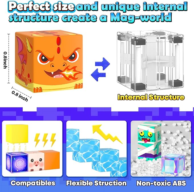 Magnetic Blocks Toys, Build Mine Magnet World Set, Magnetic Tiles Building for Boys & Girls Age 4-8 5-7, STEM Montessori Sensory Toys for Toddlers Kids Gifts