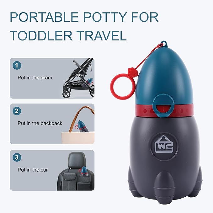 2025 Upgraded Travel Urinal for Kids,Rocket Toys Portable Emergency Urinal for Toddler,Light and Easy to Carry,Suitable for Car,Travel,Camping and Children's Urinal Potty Training(Deep Blue)