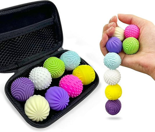 8 Pack Silicone Magnetic Fidget Balls Toys, Weighted Stress Relief Sensory Toys for Adults Teens, 4 Multi Color Texture Quiet Magnet Fidgets Ball for Autism ADHD Anxiety with Organizer Box