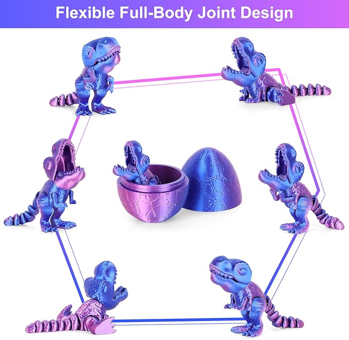 3D Printed Dragon Kids Dinosaur Toys 3D Printed Fidget Toys, Articulated Dragon Egg, 3D Dragon, Home Office Decor Executive Desk Toy 3D Printed Dragon Eggs with Dragon Inside (Rose - Blue)