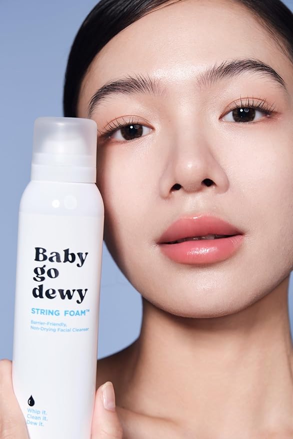 Baby Go Dewy STRING FOAM Barrier Friendly Non-Drying Facial Cleanser with APG & Plant-Powered Ingredients, Foaming Facial Cleanser Fragrance Free Sensitive Skin Friendly