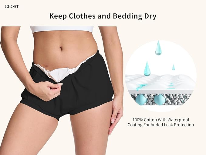 Women's Plastic Pants for Adult Diapers Incontinence Waterproof Cloth Diaper Cover Leakproof Rubber Underwear Alternative (Black, 3XL)