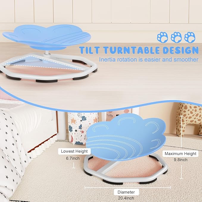 Sensory Swivel Chairs for Kids, Spinning Chair for Autistic Kids, Sit and Spin Sensory Toys, Training Body Coordination, Autism ADHD Chairs Indoor Outdoor Play Equipment (Blue)