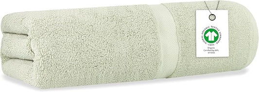 Delara Organic Cotton Luxuriously Plush Bath Sheet | GOTS & Oeko-TEX Certified | Premium Hotel Quality Towels | Feather Touch Technology| 650 GSM Long Staple|Soft, Quick Dry & Ultra-Absorbent 36"x70"