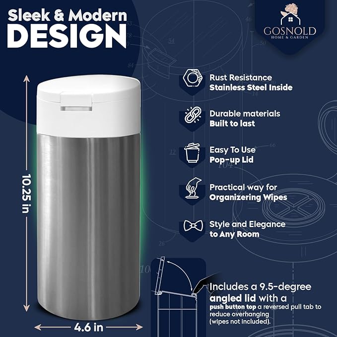 Extra Large Refillable Wet Wipes Dispenser (Cream Lid) | Fits Clorox, Lysol, Bleach, Disinfecting Wipes | Durable Reusable Wipes Holder for Kitchen, Bathroom, Office, School | Gosnold Home & Garden