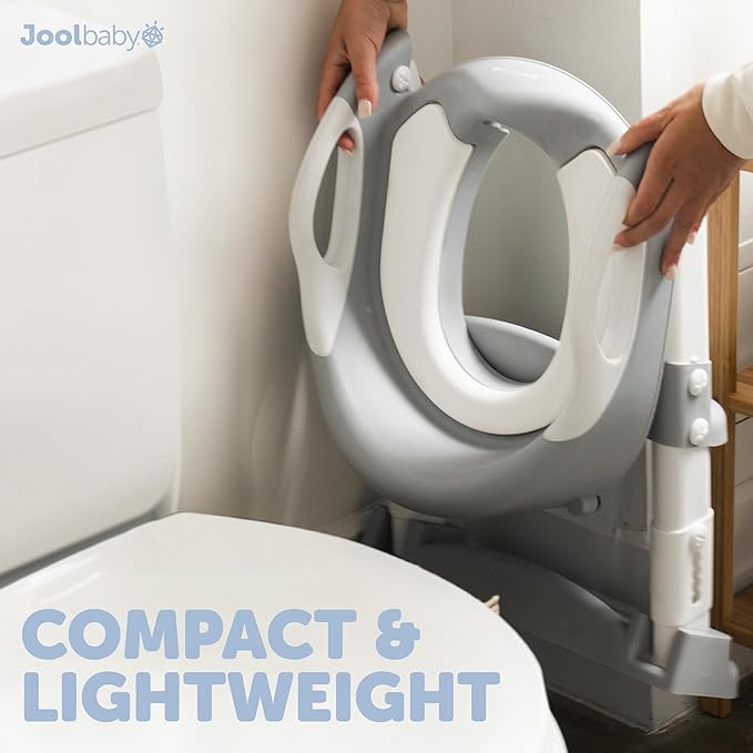 Jool Baby Potty Training Seat with 2 Step Ladder for Toddlers - Splash Guard, Adjustable Height (Gray)