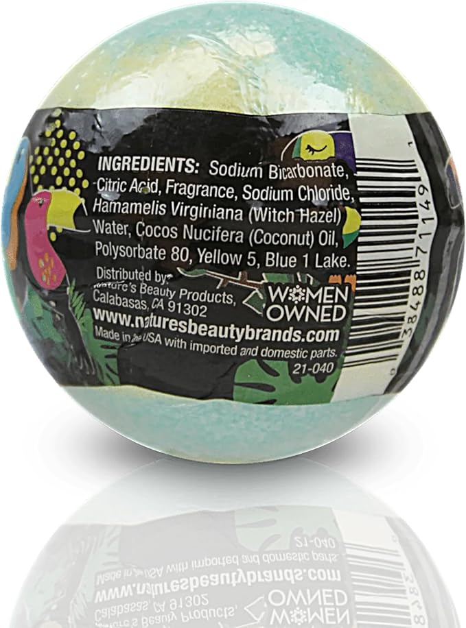 Nature's Beauty Tropical Escape, Pineapple & Coconut Scent Bath Bomb Multi-Pack - Natural Hand Crafted, Luxury Spa Bomb, Nourish Dry Skin, Made w/Coconut Oil + Witch Hazel, 5.5 oz (4 Pack)