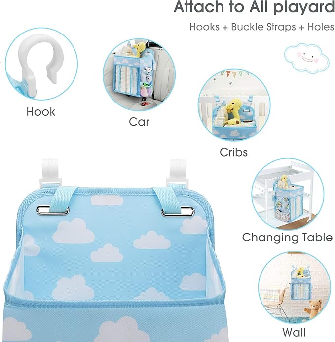 Maliton Hanging Diaper Organizer - Diaper Stacker for Changing Table, Crib, Playard or Wall & Nursery Organization Baby Shower Gifts for Newborn