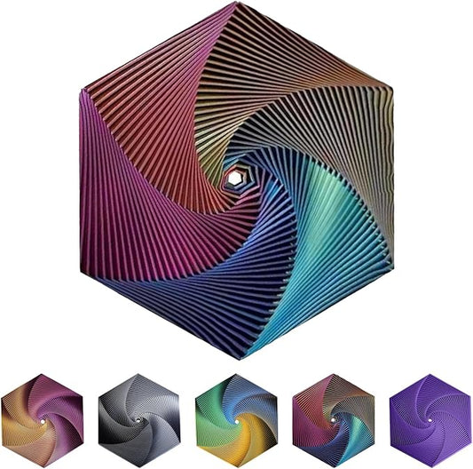 Fractal Fidget Hexagon-3D Printed Hexagon Fidget Toy, Infinity Cube Sensory Toys for Adults, Desk Spinning Toy, Hexagon Spiral Visual Fingertip Toys for Stress Anxiety (5.75in)