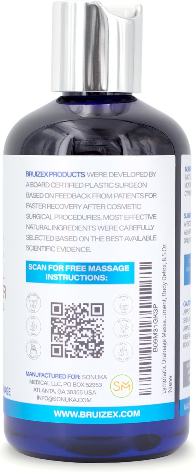 Lymphatic Drainage Massage Ginger Oil with Arnica & Organic Coconut Oil 8.5 Oz