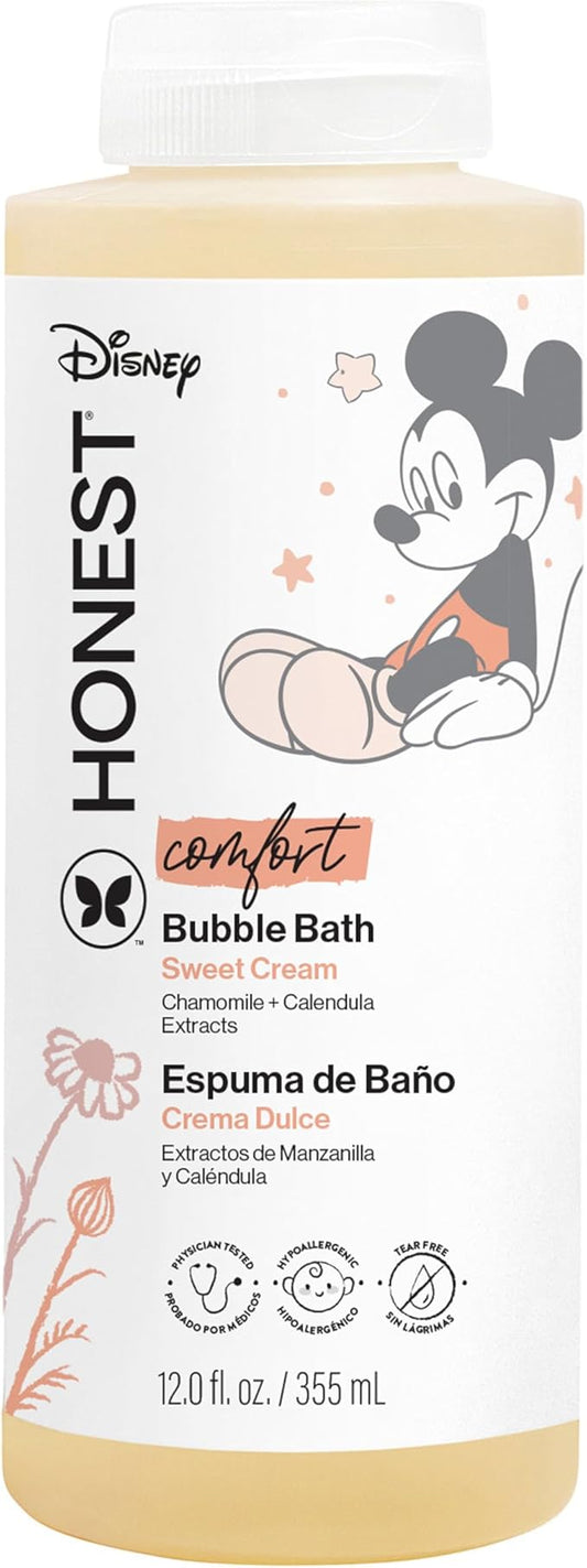 The Honest Company Foaming Bubble Bath Gentle Enough for Baby Dermatologist Tested Tear-Free Hypoallergenic Disney’s Mickey Mouse Comfort Sweet Cream 12 fl oz