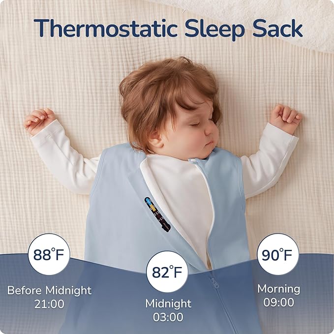 1.0 Tog 2.5 Tog Baby Sleep Sack, 100% Cotton Baby Sleeping Bag 3-24M, 2-Way Zipper Baby Wearable Blanket