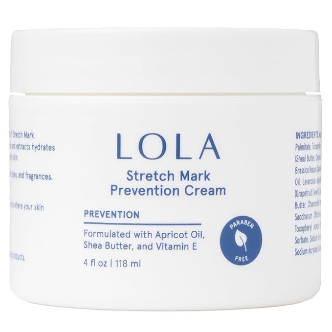 LOLA Stretch Mark Prevention Cream with Apricot Oil, Shea Butter, Vitamin E, Unscented