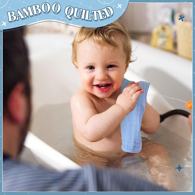 Frienda 8 Pieces Muslin Burp Cloths for Baby Cotton Burp Cloth 10 x 20 Inches Multi Colors Muslin Washcloths Diapers 4 Absorbent Layers Newborn Face Towels for Baby Boy Girl Unisex (Blue Series)