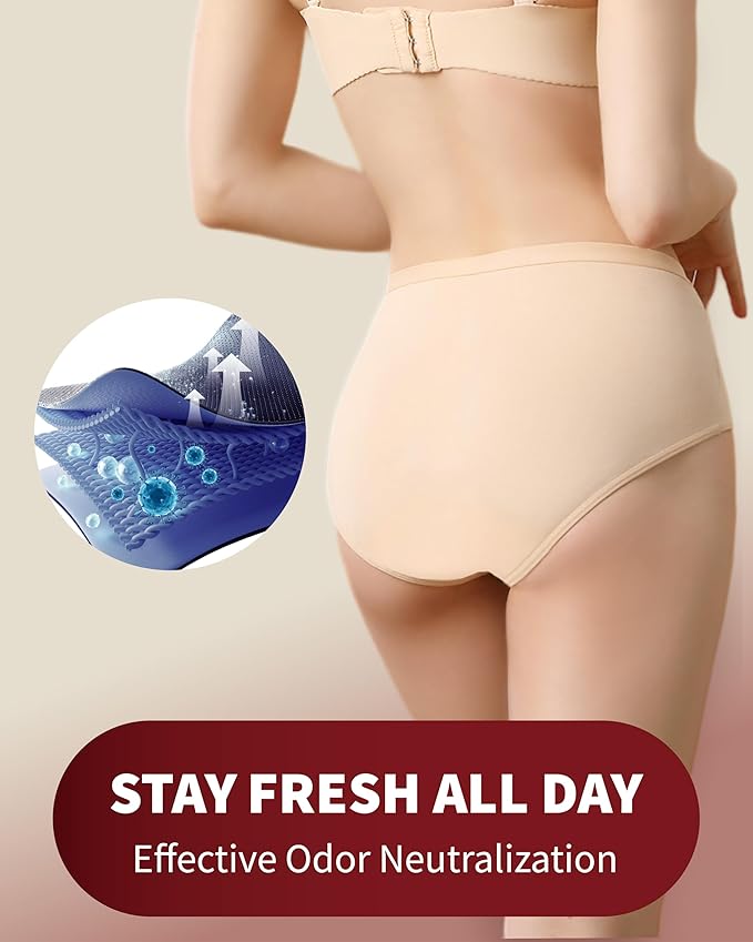 Incontinence Underwear for Women Washable, 2 oz Maximum Abosrbency Panties for Bladder Leak Proof Protection 2 Pack (Beige, L)