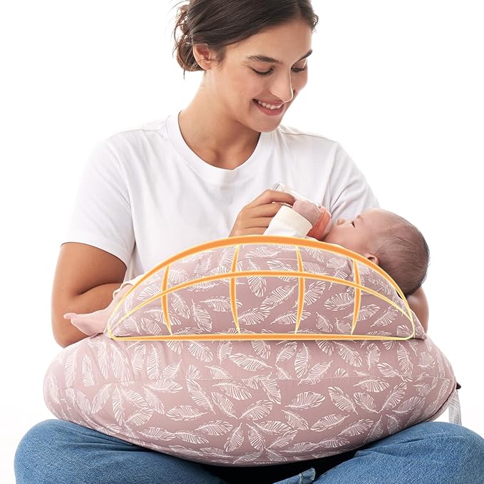 Momcozy Original Nursing Pillow for Breastfeeding-Pioneering Safety Fence- Wider Feeding Pillows for More Support for Mom & Baby- Easier Nursing & Hand Free- Fit for All, Removable Cotton Cover