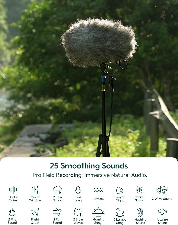 Babelio White Noise Sound Machine (Pocket Mini Pro) | 1000mAh Large Battery, 25 Non-looping Sounds for Adults, Kids & Babies, Timer, Memory Function, Pocket-Sized & Travel Essentials, Cream Beige