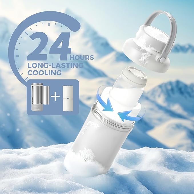 Momcozy 22oz Portable Breast Milk Cooler for Outdoor, Life Saver with 360° Total Cooling for 24 Hours, Larger Capacity Travel Breastmilk Chiller with 2pcs Baby Bottles for Breastmilk Storage, Cream