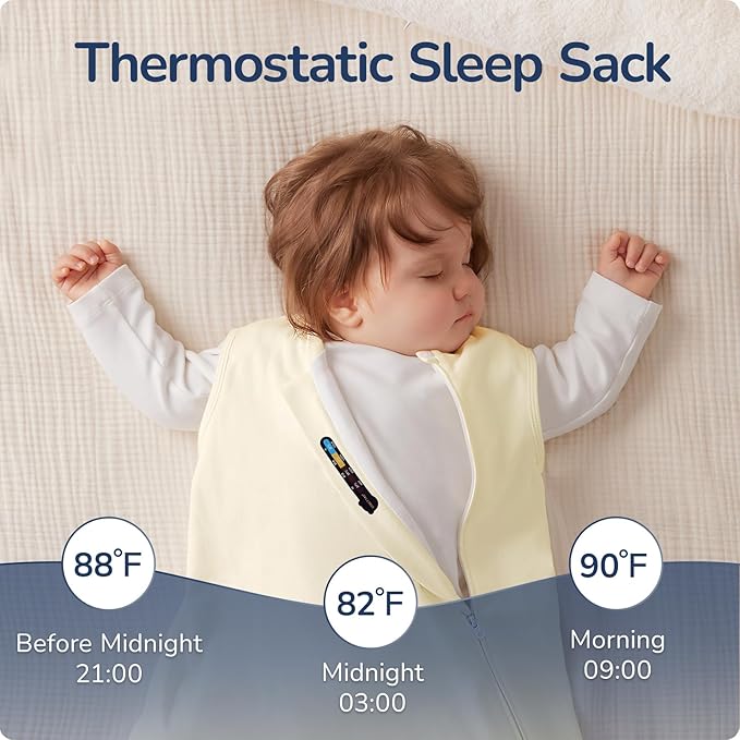 1.0 Tog 2.5 Tog Baby Sleep Sack, 100% Cotton Baby Sleeping Bag 3-24M, 2-Way Zipper Baby Wearable Blanket