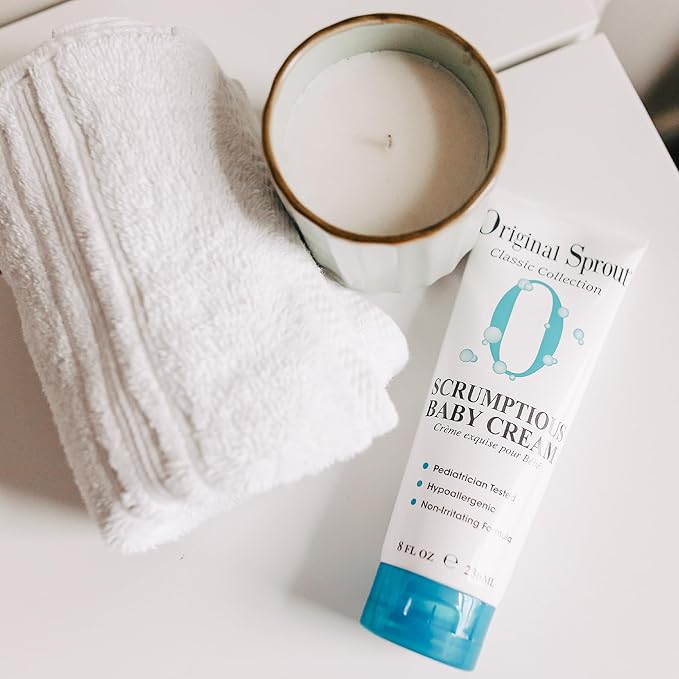 Original Sprout Scrumptious Baby Cream, Gentle Moisturizing Cream for Dry, Sensitive Skin & Diaper Rash, Non-Greasy Baby Lotion with Zinc Oxide & Calendula for Face & Body, 8 fl oz, (Pack of 2)