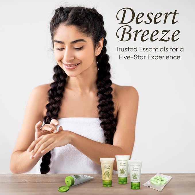 Desert Breeze Hotel Soaps & Toiletries Bulk Set | 1-Shoppe Amenities Kit | 1oz Shampoo & Conditioner, Body Wash, Lotion, Bar Soap | Travel Size | 150 Pieces
