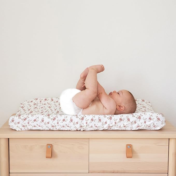 Sorrel + Fern Baby Changing Pad Cover 2-Pack for Girls (Juliette) - Premium Fitted Sheets Baby Diaper Changing Table Cover - Buttery Soft Cotton Blend