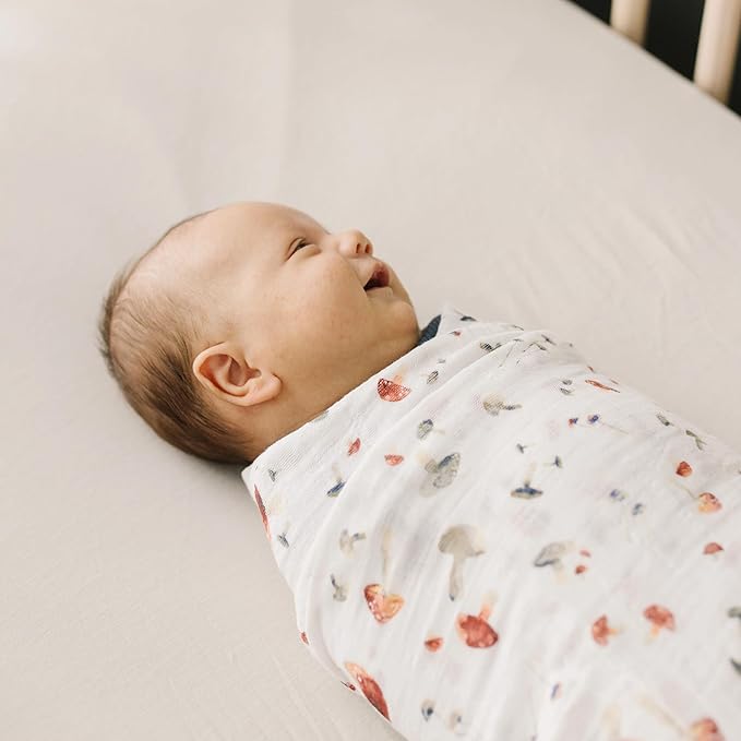Little Unicorn Premium Cotton Swaddle Baby Blanket | Breathable Fabric | for swaddling, Play, Nursing & More (Mushrooms)