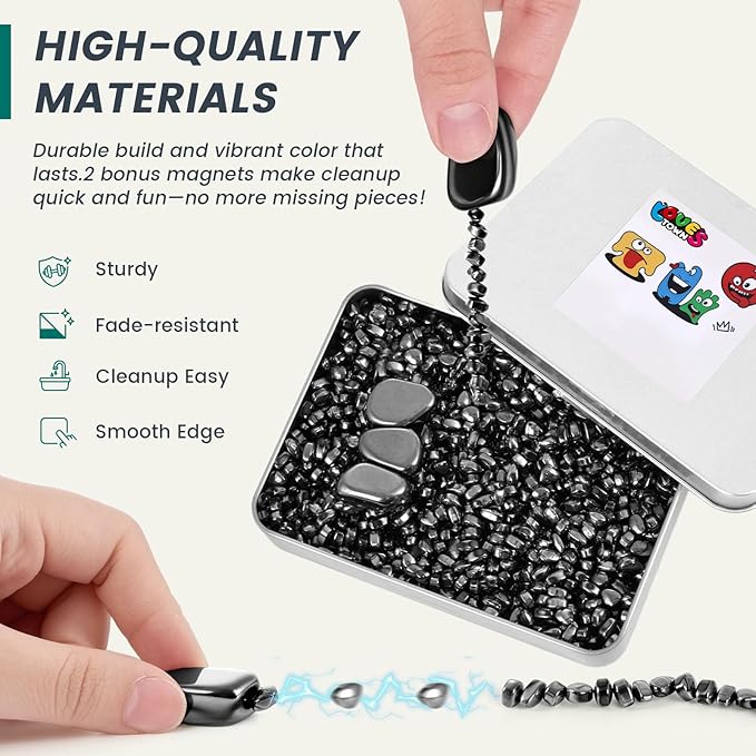 LovesTown 1100PCS Magnetic Beads, Fidget Toys Rocks Ferrite Putty Stones for Adults Teenagers Office Goodie Stuffer 5mm Black