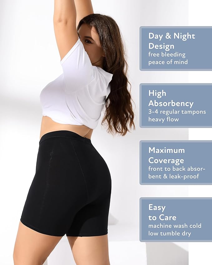 Goat Union Period Underwear 5” Boy shorts/Boxer Briefs, High Waist/Heavy Flow w/Organic Cotton Lining