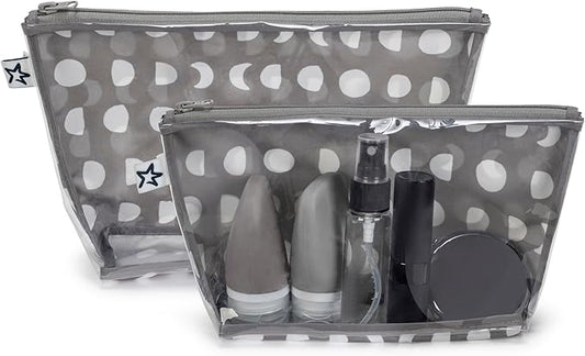 Tiny Twinkle Mess-Proof Travel Bags | TSA Airline Compliant, Zipper Closure, Clear Front Pouch, Diaper Bag Packing, Toiletry or Makeup Cosmetics Organizer